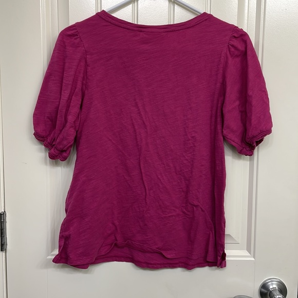 Maeve for Anthropologie | ruffle sleeve tee in fuchsia - Picture 3 of 5